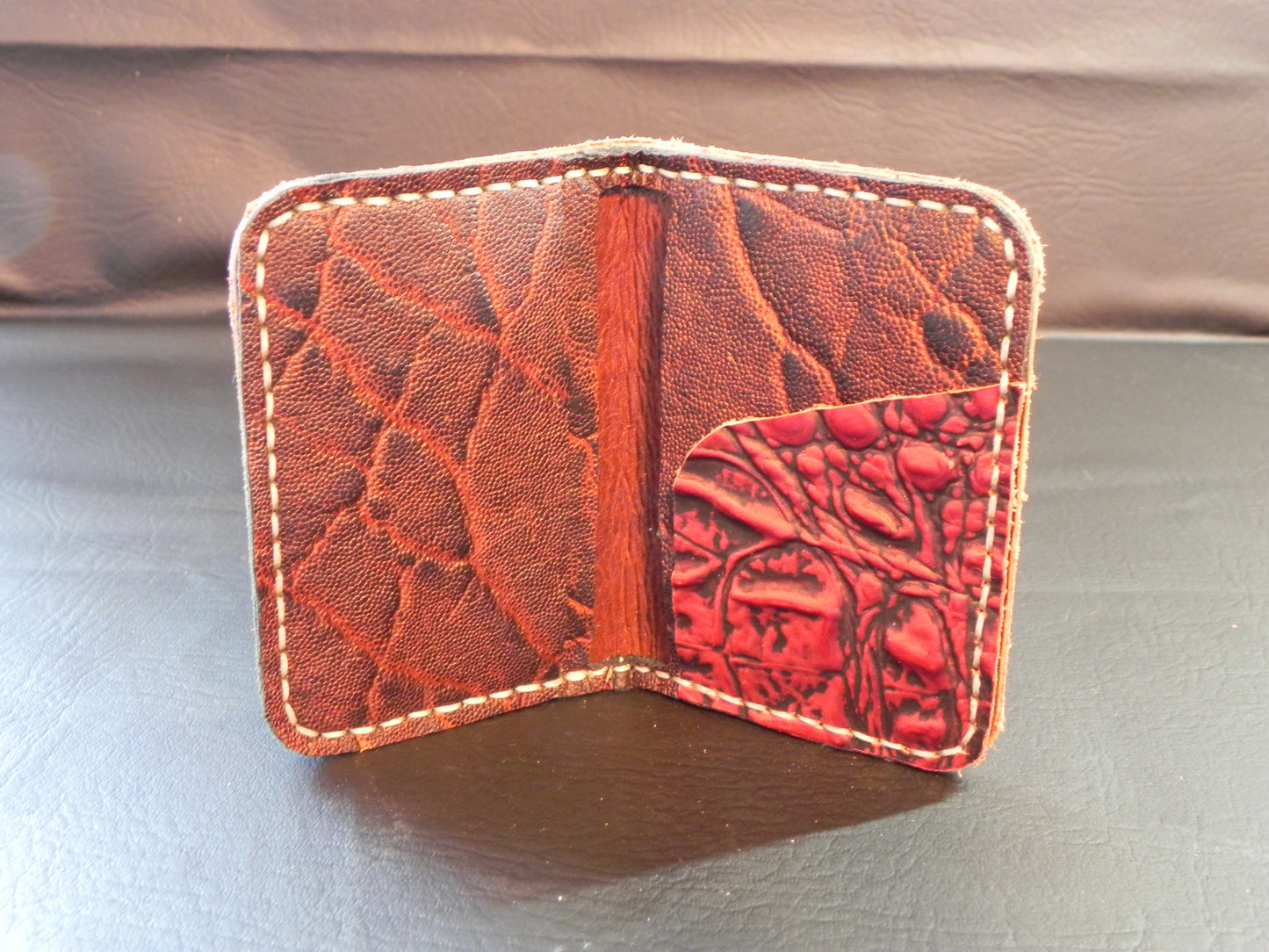 Red Alligator vertical Wallet